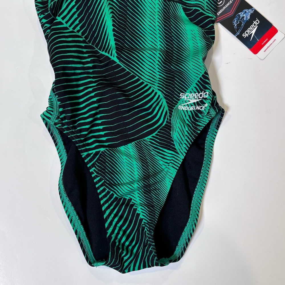 Speedo Swimsuit One Piece Endurance+Flyback Youth Competitive Blue Green S/4 - Picture 5 of 11